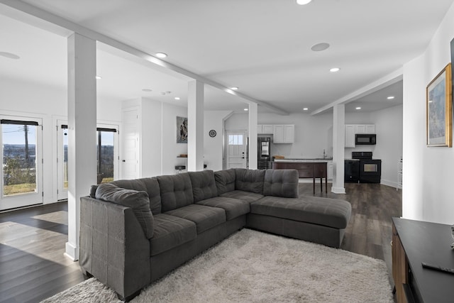 living room with hardwood / wood-style floors