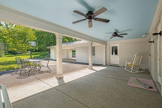 view of patio / terrace with ceiling fan