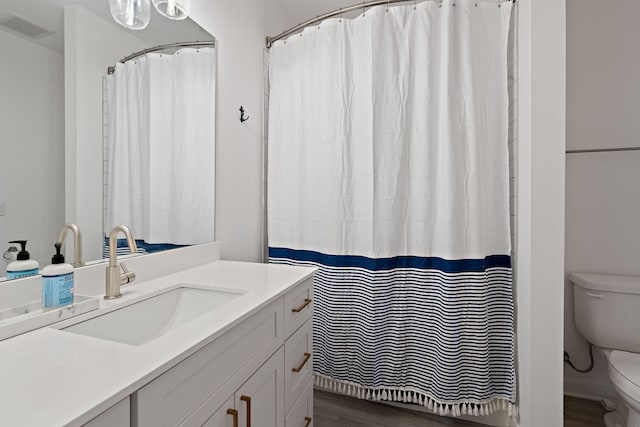 bathroom with toilet and vanity