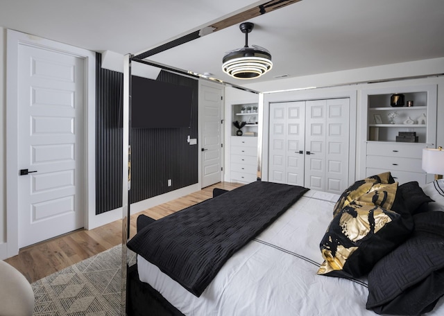 bedroom with wood-type flooring