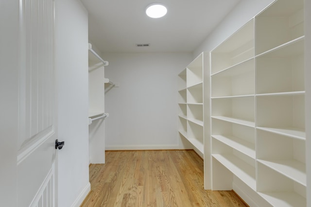 walk in closet featuring light hardwood / wood-style floors