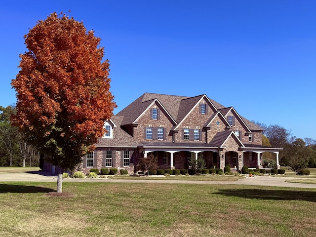 craftsman-style house featuring a front lawn