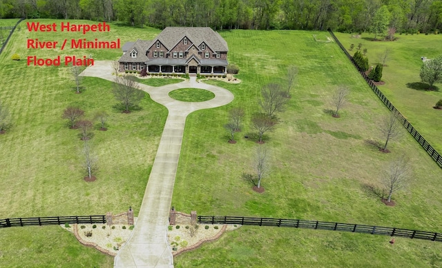 aerial view with a rural view