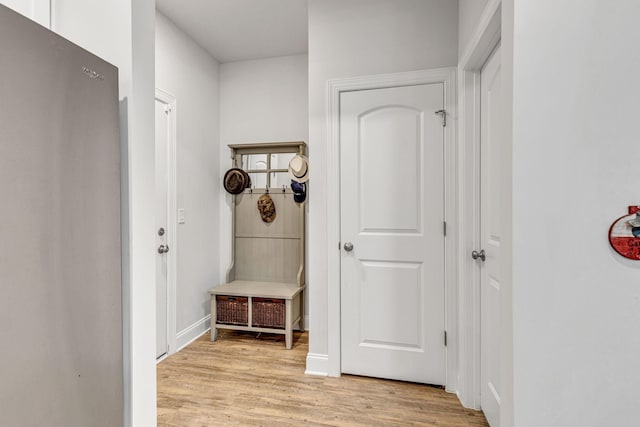 mudroom with light wood-type flooring