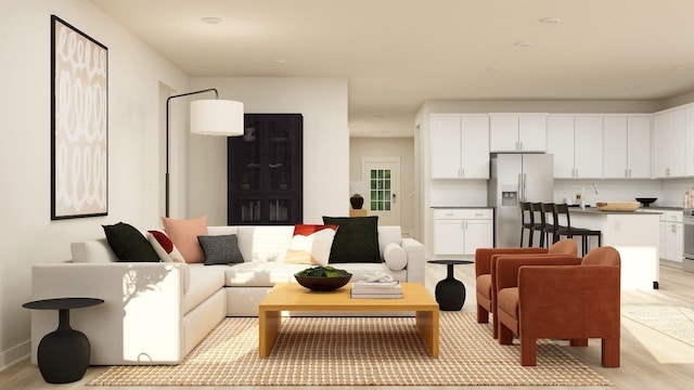 living room with light wood-type flooring