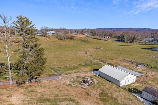 drone / aerial view featuring a rural view