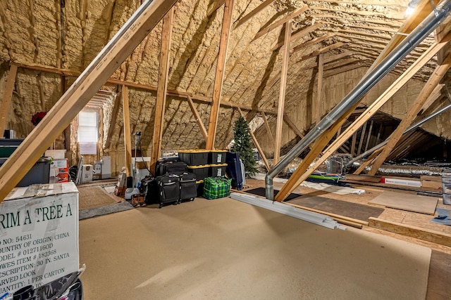 view of unfinished attic