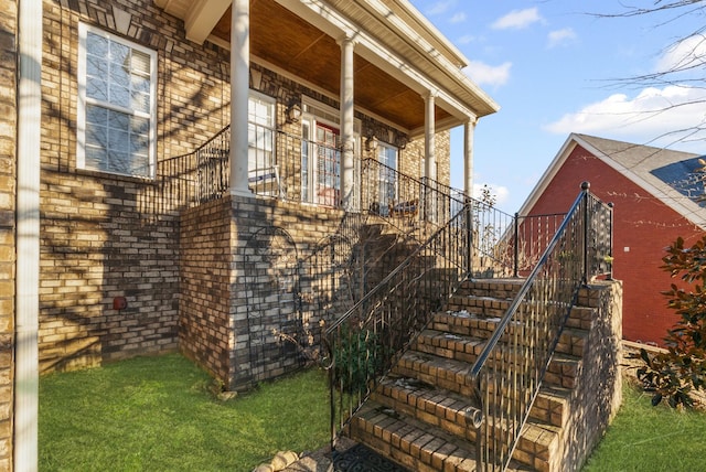 view of home's exterior with a porch