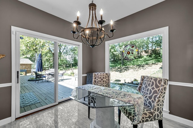 dining room featuring an inviting chandelier