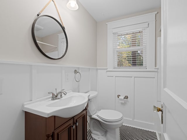 bathroom with toilet and vanity