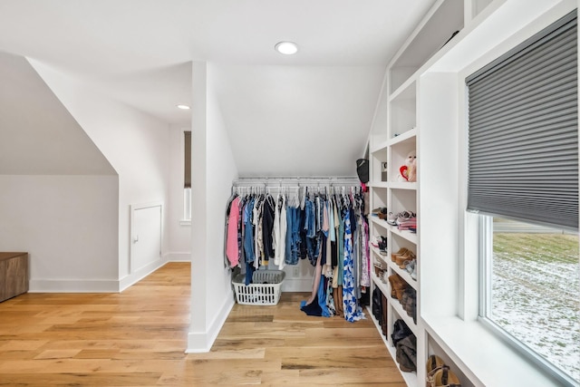 spacious closet with light wood-type flooring