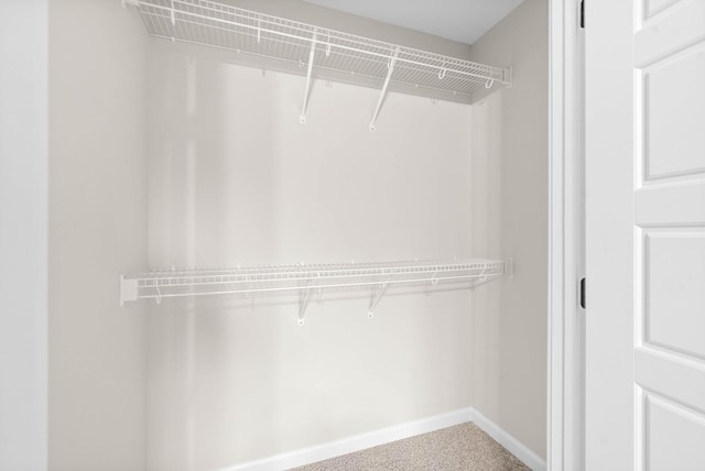 walk in closet with carpet