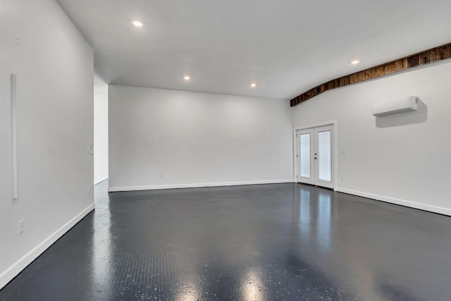 interior space with a wall mounted air conditioner