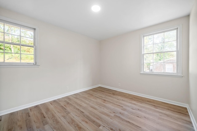 empty room with light wood-type flooring