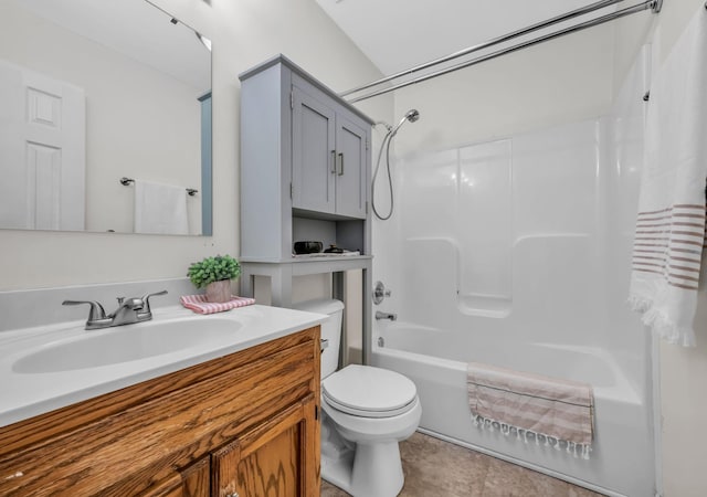 full bathroom with toilet, shower / washtub combination, and vanity