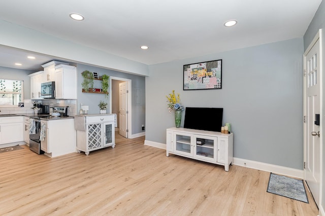 living room with light wood-type flooring