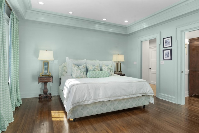 bedroom featuring dark wood-type flooring