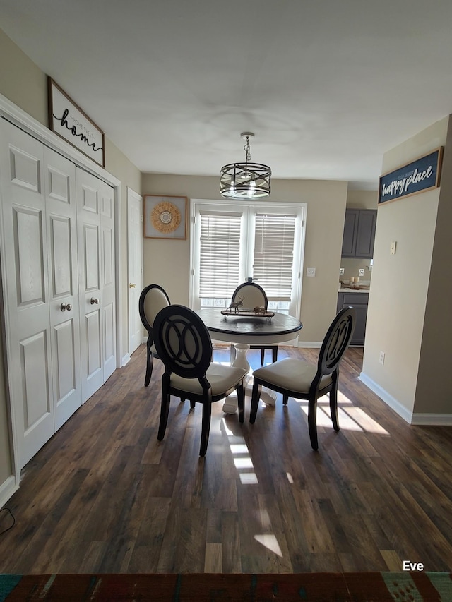 dining room with dark hardwood / wood-style floors