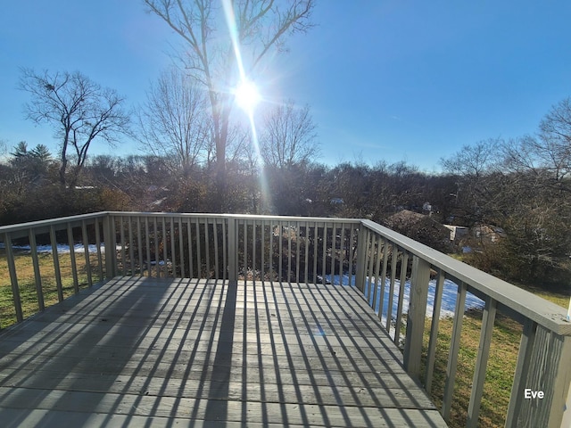 wooden terrace with a water view