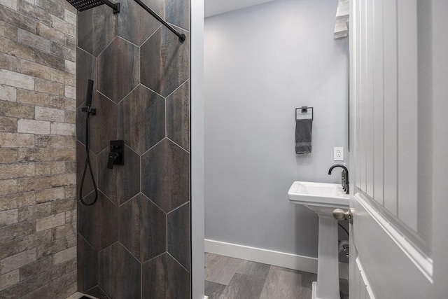 bathroom featuring sink and walk in shower