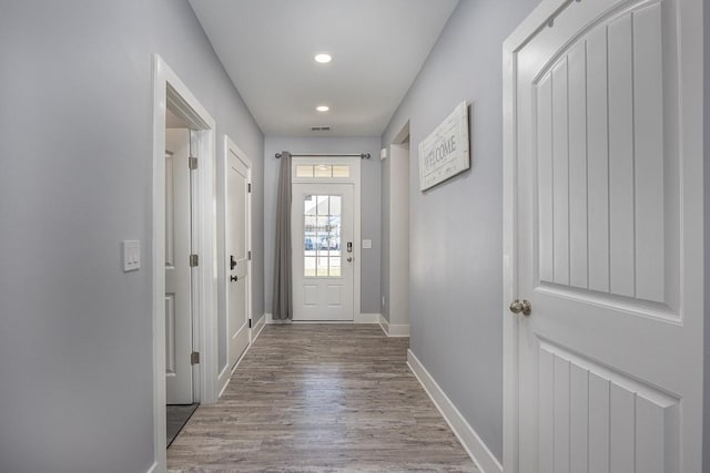 entryway featuring wood-type flooring