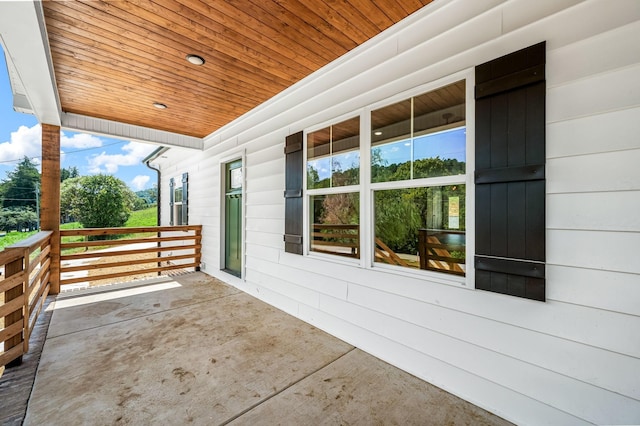 view of patio featuring a porch