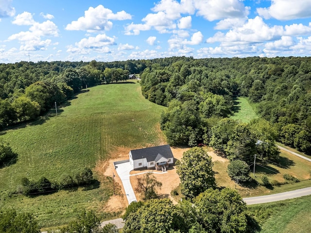 birds eye view of property featuring a rural view