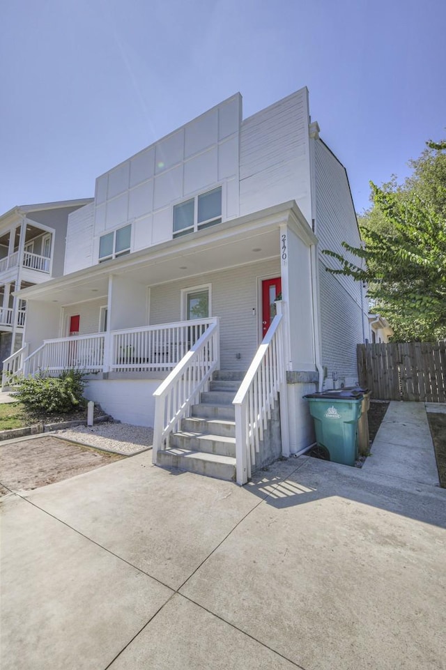 view of front facade featuring covered porch