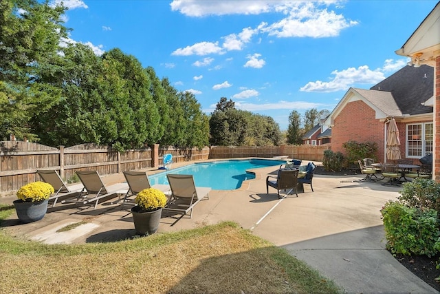 view of swimming pool with a patio area