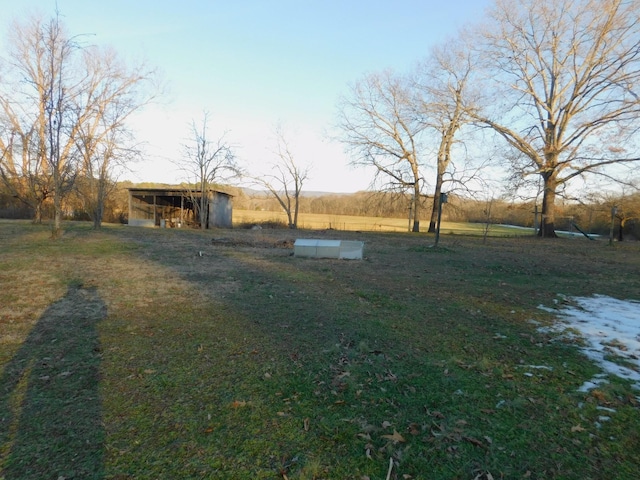 view of yard with a rural view