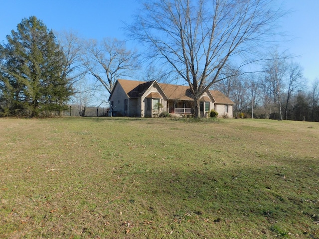 view of front of property with a front lawn