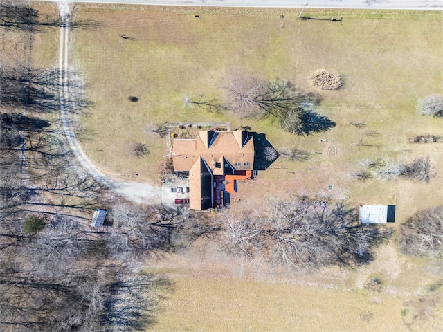 birds eye view of property featuring a rural view