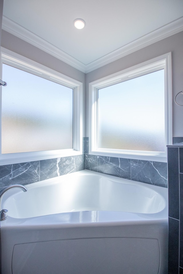 bathroom with ornamental molding