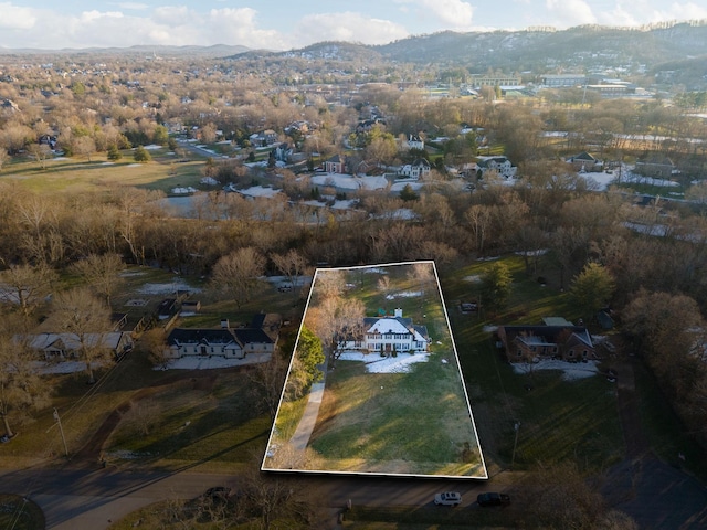 drone / aerial view with a mountain view