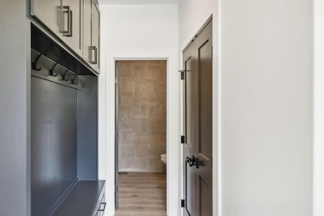 mudroom featuring light wood-type flooring