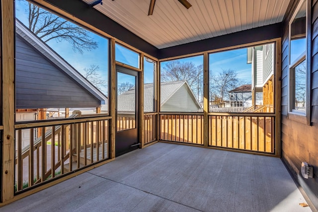 view of unfurnished sunroom