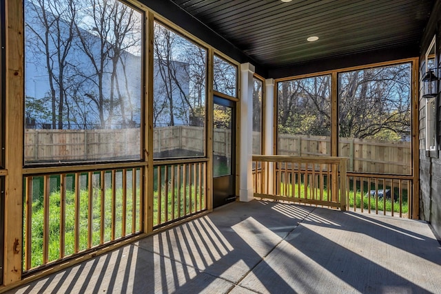 view of unfurnished sunroom