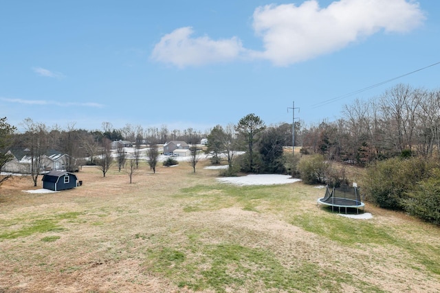 view of yard featuring a trampoline