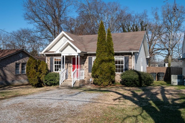 view of front of home with central AC unit