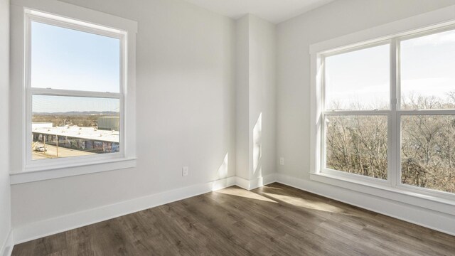 spare room with dark hardwood / wood-style floors