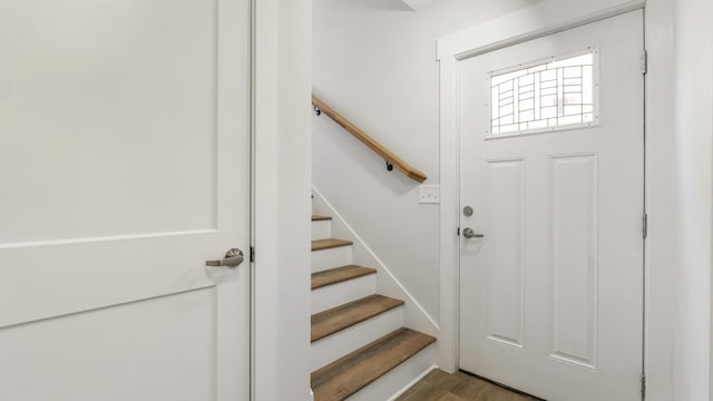 foyer with hardwood / wood-style flooring