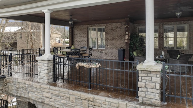 view of patio with ceiling fan