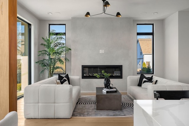 living room featuring wood-type flooring