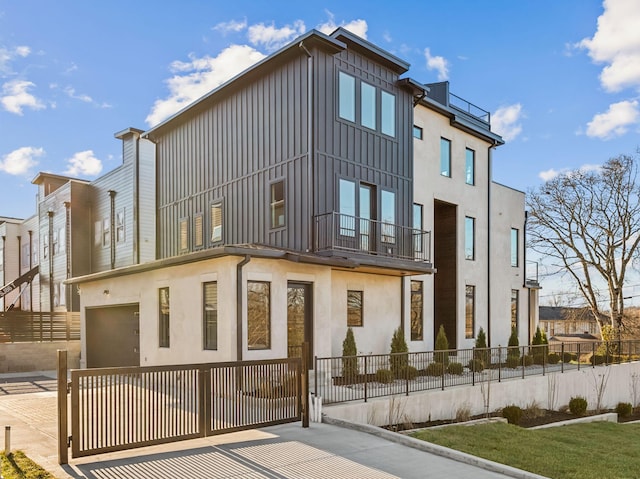 exterior space featuring a garage