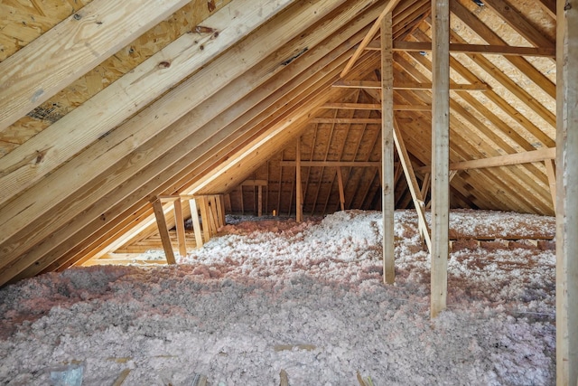 view of unfinished attic