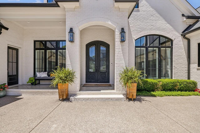 property entrance with french doors