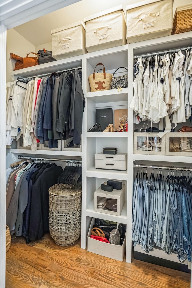 walk in closet featuring wood-type flooring