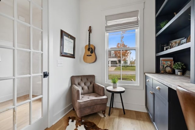 living area featuring light wood-type flooring