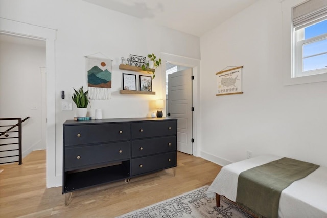 bedroom featuring light hardwood / wood-style floors