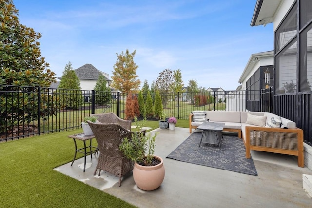 view of patio / terrace featuring an outdoor living space